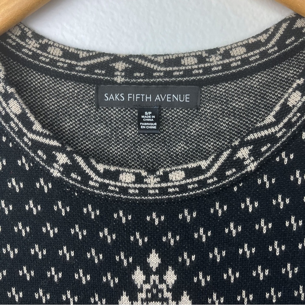 Saks Fifth Avenue Sweater Dress Black Tan Size Small - Picture 7 of 12
